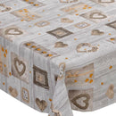 Orange Hearts on Grey Wood Effect PVC Vinyl Wipe Clean Tablecloth 180cm x 140cm Warehouse Clearance