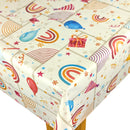 Happy Birthday Celebration Rainbow Balloon Gift Pattern Vinyl Oilcloth Tablecloth
