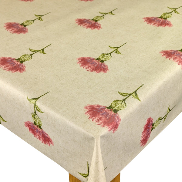 Fryetts Thistle Rosso Matt Cotton Oilcloth Tablecloth