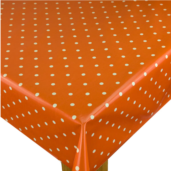 Dotty Sunset Orange Oilcloth Tablecloth