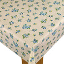 Rosebud Cobalt Blue on White Matt Oilcloth Tablecloth