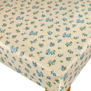 Rosebud Cobalt Blue on White Matt Oilcloth Tablecloth