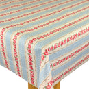 Vintage Floral Stripes with Polka Dot on Powder Blue Oilcloth Tablecloth
