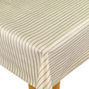 Linen Effect Green Stripe Vinyl Oilcloth Tablecloth
