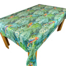 Parrot Rainforest Jungle Teal Vinyl Tablecloth