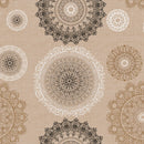 Mandala Beige and Black PVC Vinyl Wipe Clean Tablecloth  OVAL 200cm x 140cm- Warehouse