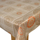 Lace Pattern Border Beige Gold Orange  PVC Vinyl Tablecloth 20 Metres