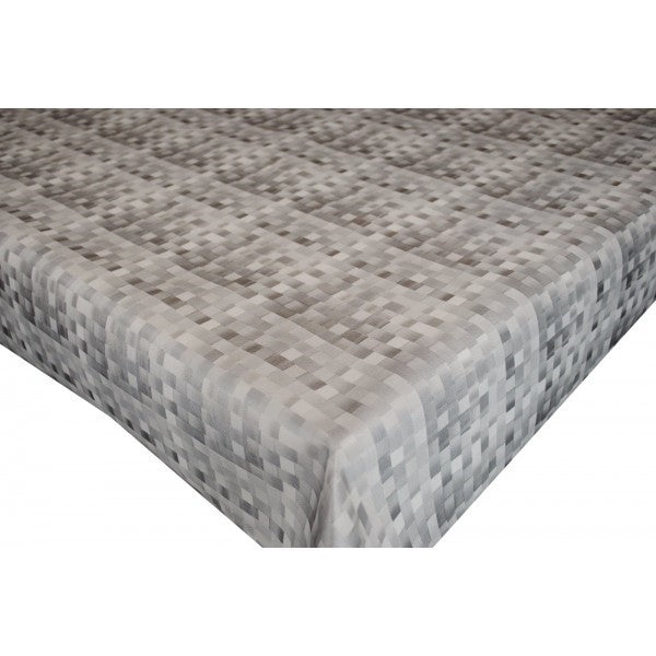 Metro Geometric Silver Grey  Vinyl Oilcloth Tablecloth 100cm x 140cm  - Warehouse Clearance