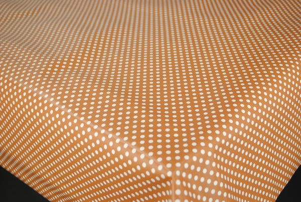 Almond Brown Mini Polka Dot PVC Vinyl Wipe Clean Tablecloth 130cm x 140cm Warehouse Clearance
