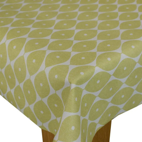 Green Modern Leaf Design  PVC Vinyl Wipe Clean Tablecloth 280cm x 140cm- Warehouse Clearance