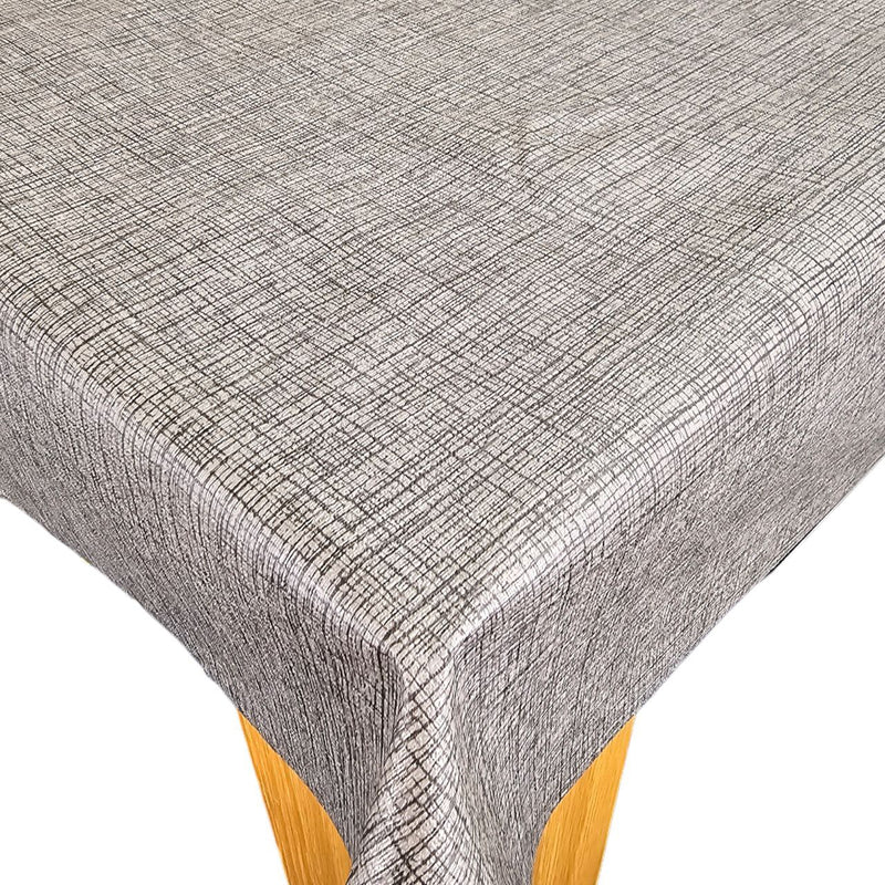 Grey and Charcoal Modern Linen Look Vinyl Oilcloth Tablecloth