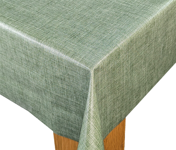 Moss Green Linen Look Vinyl Oilcloth Tablecloth