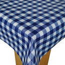 Royal Blue Bistro Check Wider Width PVC Vinyl Oilcloth Tablecloth 180cm extra wide