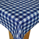 Navy Blue Bistro Gingham Check  PVC Vinyl Tablecloth Roll 20 Metres x 140cm