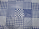 Navy Blue Patchwork Checks  PVC Vinyl Tablecloth Roll 20 Metres x 140cm Full Roll
