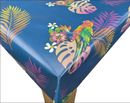 Jungle Parrots Blue vinyl tablecloth 200cm x  140cm -Warehouse Clearance