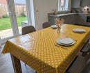 Ochre and White Smartie Spot Vinyl Oilcloth Tablecloth
