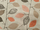 Orange and Taupe Leaves on a Mottled background  PVC Vinyl Tablecloth Roll 20 Metres x 140cm