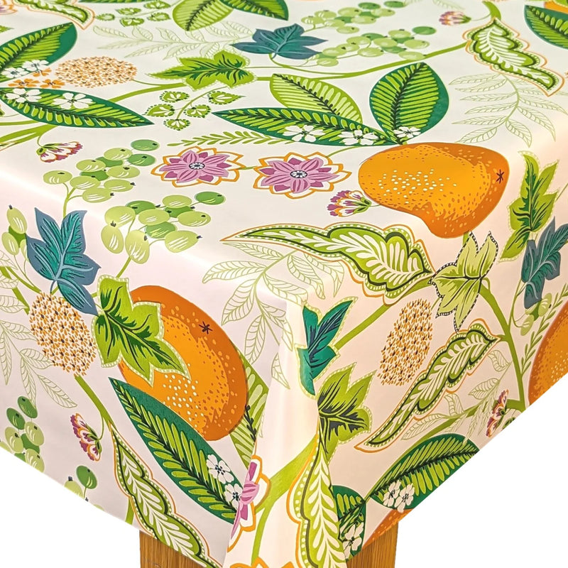 Orange Blossom PVC Vinyl Wipe Clean Tablecloth ROUND 138cm Print Faults Warehouse Clearance