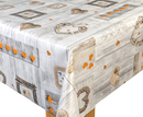 Orange Love Hearts on Grey Wood PVC Vinyl Wipe Clean Tablecloth 90cm x 140cm Warehouse Clearance