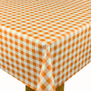 Orange Small Gingham Check 12mm Squares Vinyl Oilcloth Tablecloth