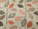 Orange and Taupe Leaves on a Mottled background  PVC Vinyl Tablecloth Roll 20 Metres x 140cm