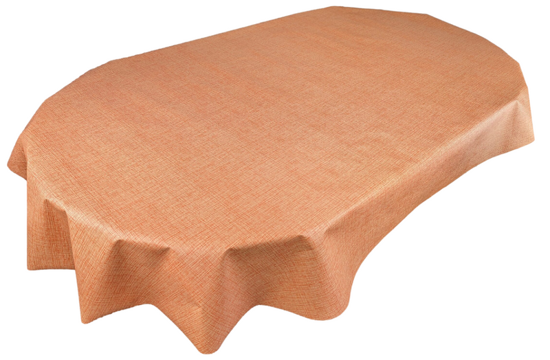 Oval Orange  Linen Look Wipe Clean PVC Vinyl Tablecloth  200cm x 140cm