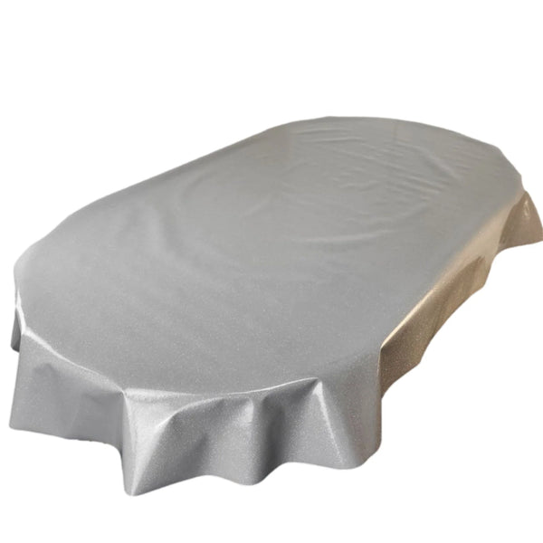 Slate Glitter Vinyl Oilcloth Tablecloth OVAL  220cm x 140cm  - Warehouse Clearance