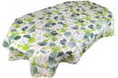 Tropical Flowers and Birds Green Vinyl Oilcloth Tablecloth OVAL  220cm x 140cm  - Warehouse Clearance