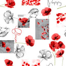 Padded Table Protector with Printed Poppy Flower Red Design - Heat Resistant, Durable, Waterproof, Table Cover for Dining, Kitchen, Indoor and Outdoor Use
