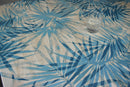 Palm Leaves Blue PVC Vinyl Tablecloth Roll 20 Metres x 140cm
