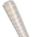 Pebble Beige Gingham Check  PVC Vinyl Tablecloth 20 Metres -Minor Print Faults