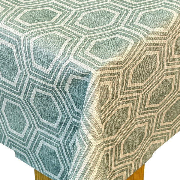 Peggy Green Grey Vinyl Oilcloth Tablecloth