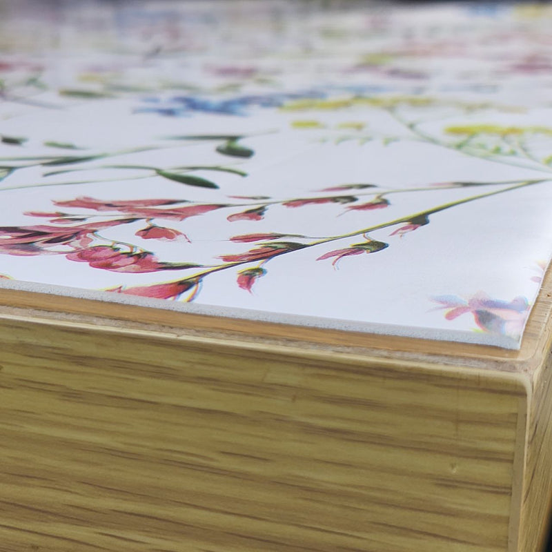 Padded Table Protector with Printed Summer Meadow Flowers Design -Heat Resistant, Durable, Waterproof, Table Cover for Dining, Kitchen, Indoor and Outdoor Use