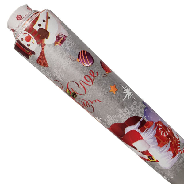 Happy Santa Silver Christmas Vinyl Tablecloth 20 Metres x 140cm