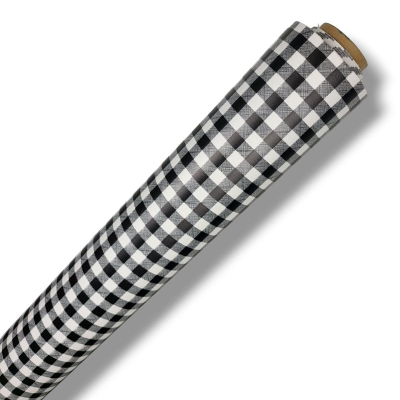 Black and White Mini Gingham Check  PVC Vinyl Tablecloth Roll 20 Metres x 140cm Full Roll