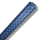 Navy and White Polka Dotty Vinyl Tablecloth Roll 20 Metres x 140cm Full Roll