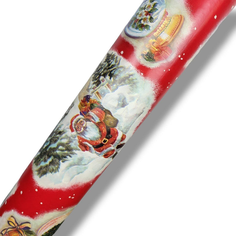Santa Claus Snow Christmas Red Vinyl Tablecloth Roll 20 Metres x 120cm Full Roll
