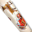 Santa Sleigh on Natural Vinyl Tablecloth Roll 20 Metres x 140cm Full Roll