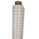 Beige Pebble Small Check Gingham PVC Vinyl Tablecloth Roll 20 Metres x 140cm