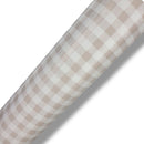 Beige Pebble Small Check Gingham PVC Vinyl Tablecloth Roll 20 Metres x 140cm