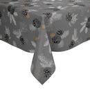 Pine Cones Grey and Grey PVC Vinyl Wipe Clean Tablecloth 200cm x 140cm Warehouse Clearance
