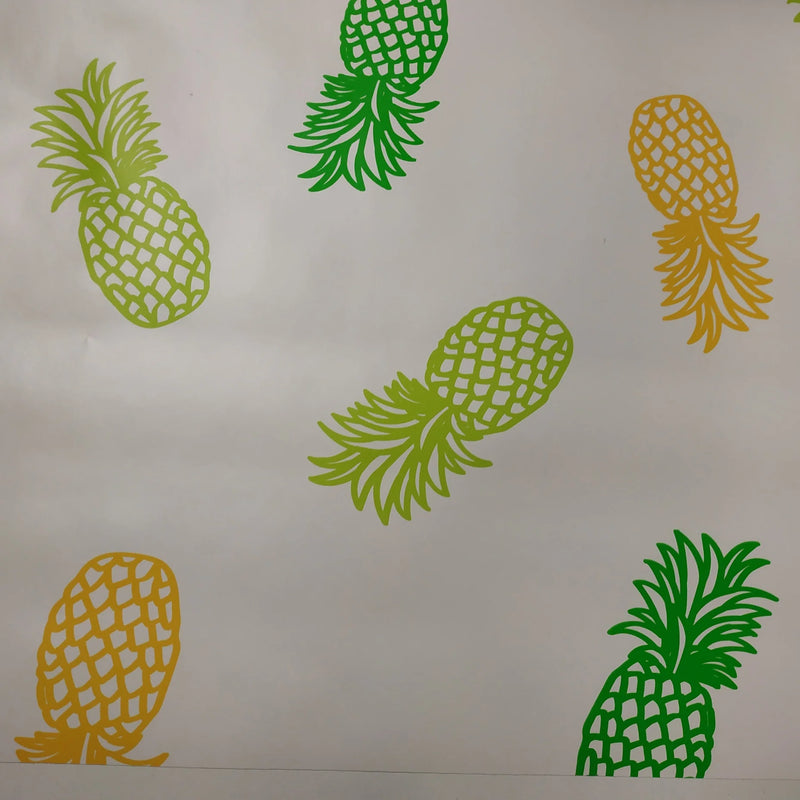 Pineapple Green on White vinyl tablecloth 150cm x 140cm-Warehouse Clearance