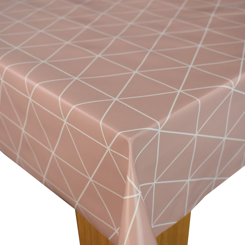 Pink Geometric Triangle PVC Tablecloth 20 Metres Roll