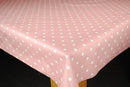 Pink Polka Dot PVC Vinyl Wipe Clean Tablecloth OVAL  220cm x 140cm  Warehouse Clearance