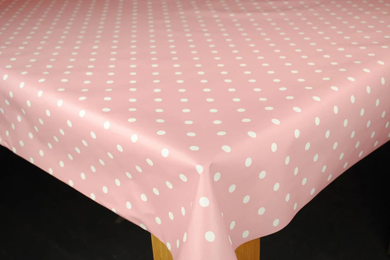 Pink Polka Dot vinyl tablecloth 300cm x 140cm Warehouse Clearance