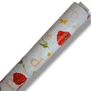 P is for Poppy  PVC Vinyl Tablecloth 20 Metres x 140cm