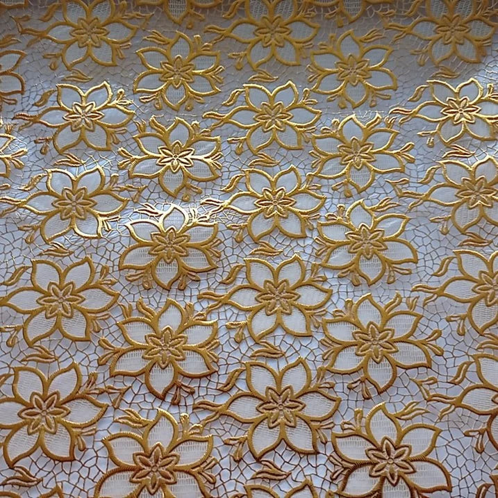 Precious Gold Lace vinyl tablecloth OVAL 220cm x 140cm-Warehouse Clearance