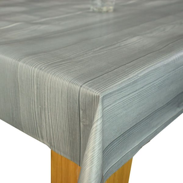 Extra Wide 180cm x 180cm Square Wipe Clean Tablecloth Vinyl PVC Grey Wood Effect