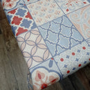 Porto Tiles  Chambray and Blush Pink PVC Vinyl Wipe Clean Tablecloth 140cm x 140cm